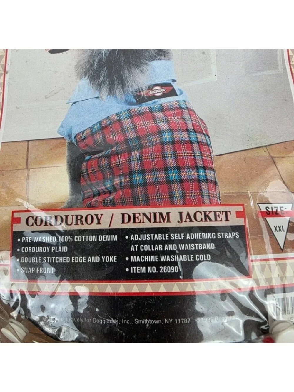 vintage Doggiduds corduroy and denim plaid dog jacket - size XXL